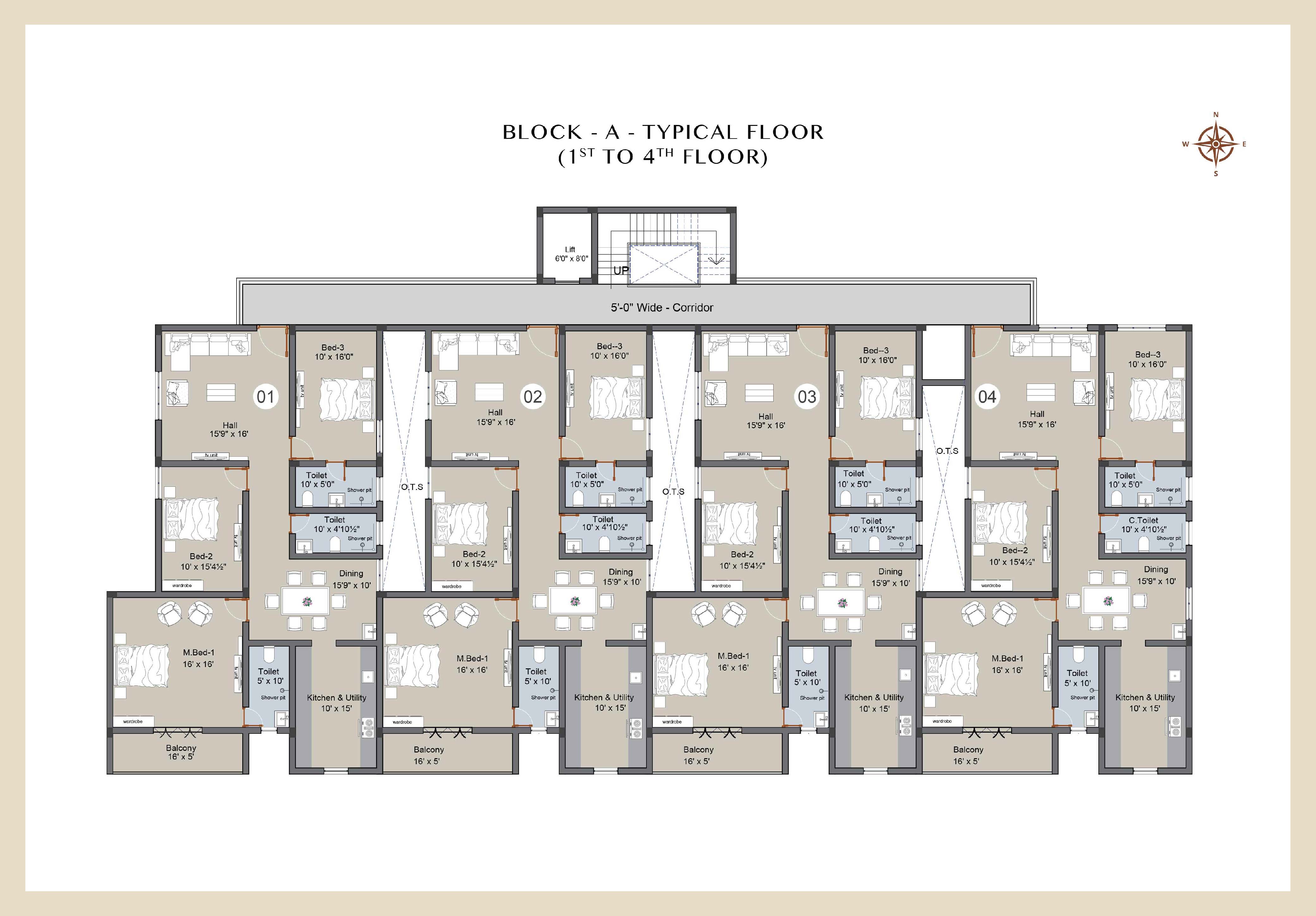 first to fourth floor plan of Macie apartment