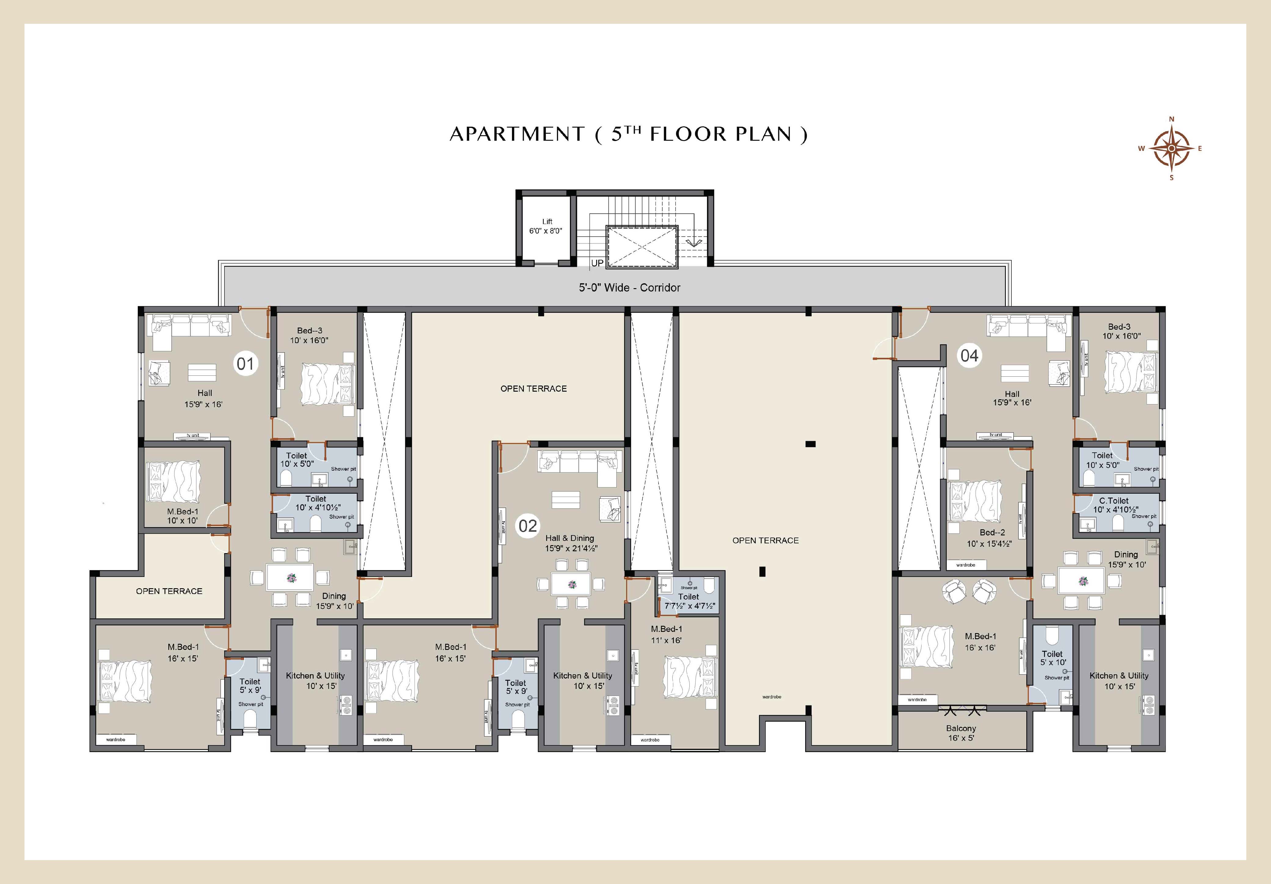 Fifth floor plan of Macie apartment